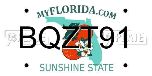 BQZT91 Florida License Plate