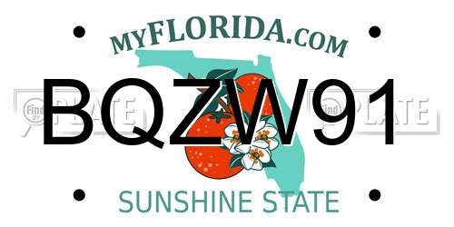 BQZW91 Florida License Plate