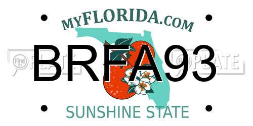 BRFA93 Florida License Plate