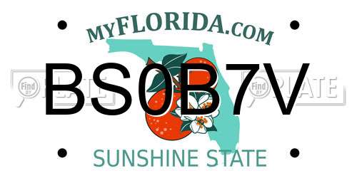 BS0B7V Florida License Plate