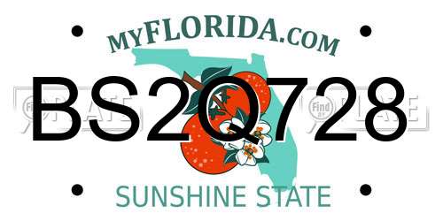 BS2Q728 Florida License Plate