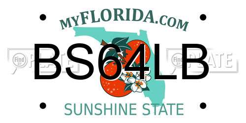 BS64LB Florida License Plate