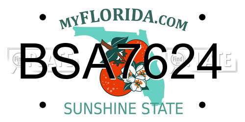 BSA7624 Florida License Plate
