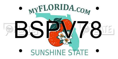 BSPV78 Florida License Plate