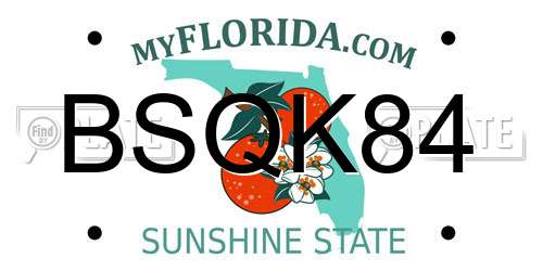 BSQK84 Florida License Plate