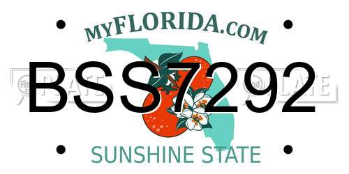 BSS7292 Florida License Plate