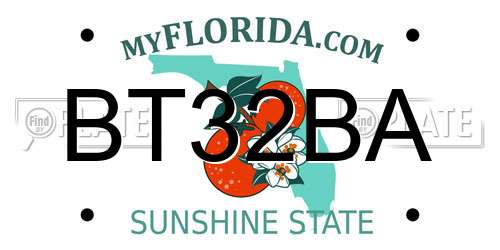 BT32BA Florida License Plate