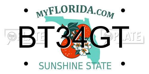 BT34GT Florida License Plate