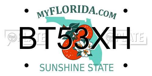 BT53XH Florida License Plate