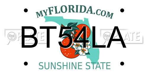 BT54LA Florida License Plate