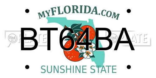 BT64BA Florida License Plate