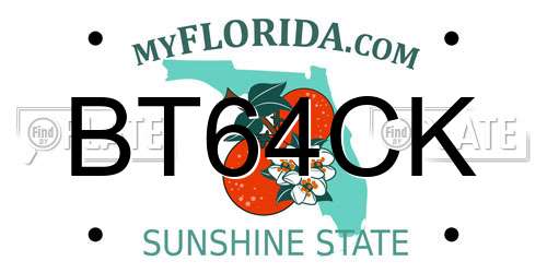 BT64CK Florida License Plate