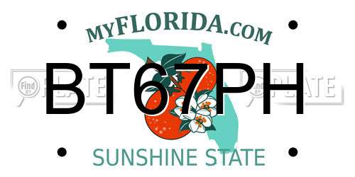 BT67PH Florida License Plate