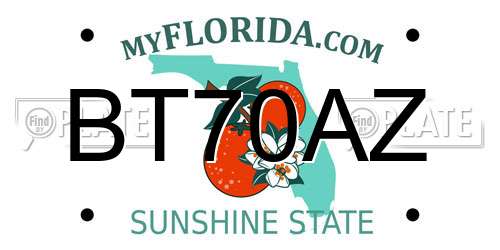 BT70AZ Florida License Plate