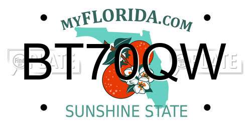 BT70QW Florida License Plate