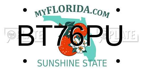 BT76PU Florida License Plate
