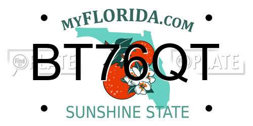 BT76QT Florida License Plate