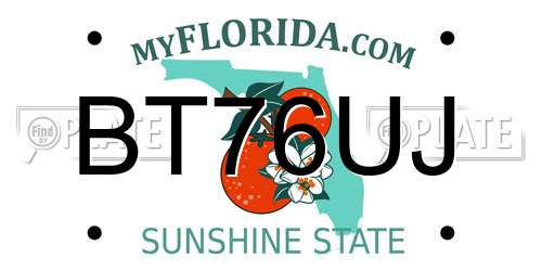 BT76UJ Florida License Plate