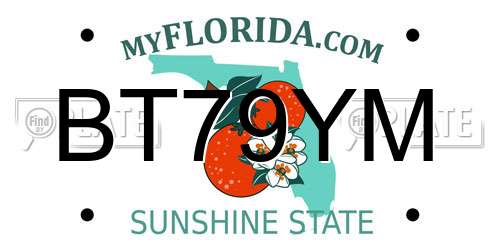 BT79YM Florida License Plate