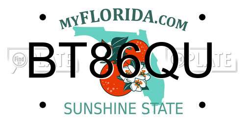 BT86QU Florida License Plate