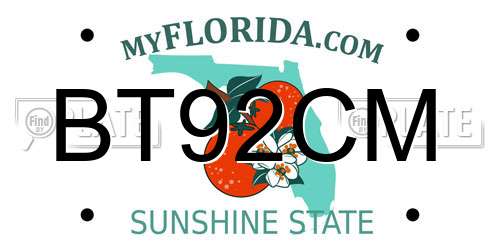 BT92CM Florida License Plate