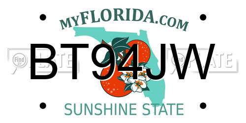 BT94JW Florida License Plate