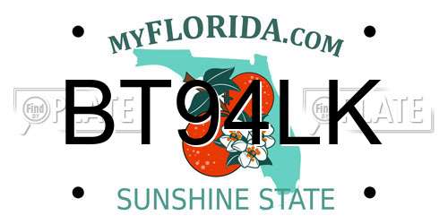 BT94LK Florida License Plate