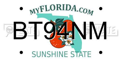 BT94NM Florida License Plate