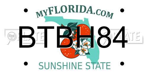 BTBH84 Florida License Plate