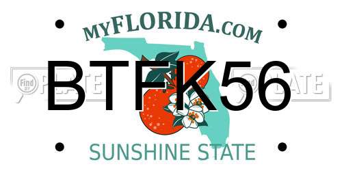 BTFK56 Florida License Plate