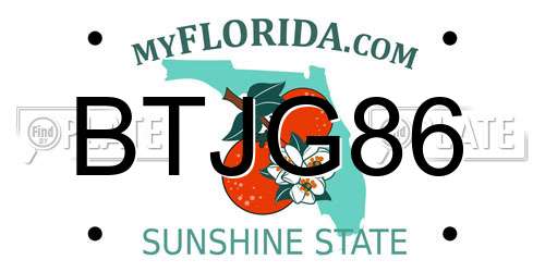 BTJG86 Florida License Plate