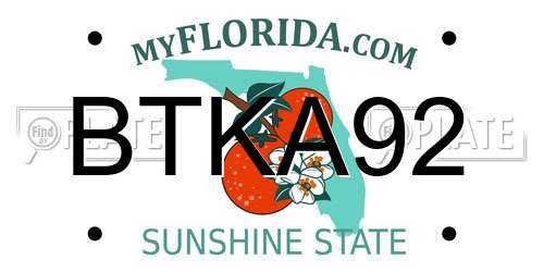 BTKA92 Florida License Plate