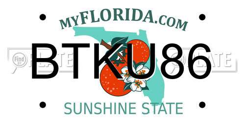 BTKU86 Florida License Plate