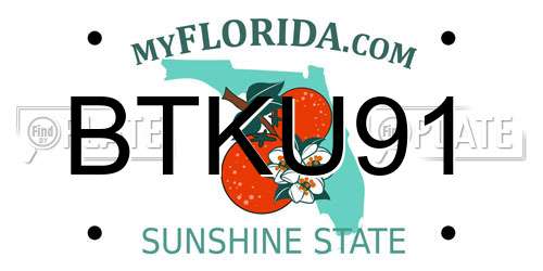 BTKU91 Florida License Plate