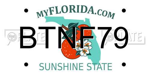 BTNF79 Florida License Plate