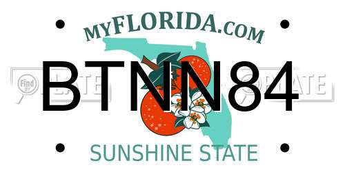 BTNN84 Florida License Plate