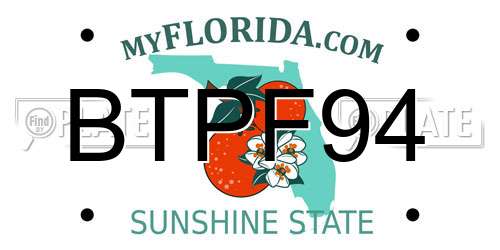 BTPF94 Florida License Plate