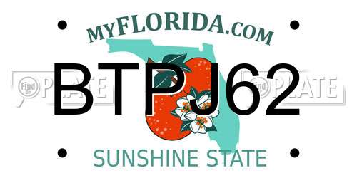 BTPJ62 Florida License Plate