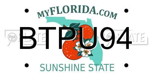 BTPU94 Florida License Plate