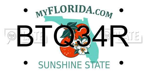 BTQ34R Florida License Plate