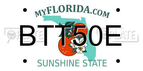 BTT50E Florida License Plate