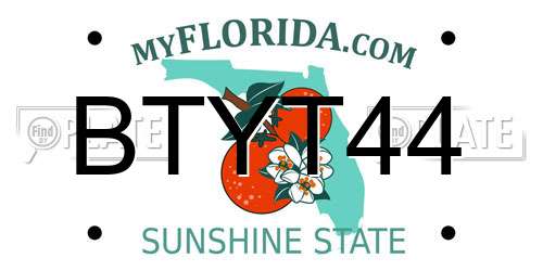 BTYT44 Florida License Plate