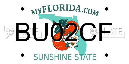 BU02CF Florida License Plate