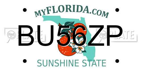 BU56ZP Florida License Plate