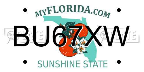 BU67XW Florida License Plate