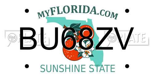 BU68ZV Florida License Plate
