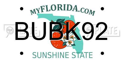 BUBK92 Florida License Plate