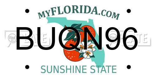 BUQN96 Florida License Plate