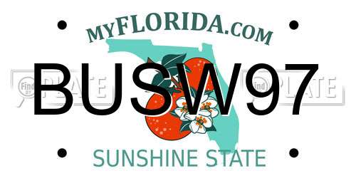 BUSW97 Florida License Plate