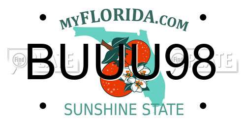 BUUU98 Florida License Plate